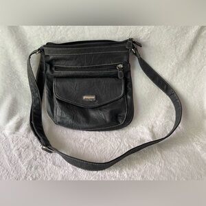 Minicci crossbody purse black multi pocket like new